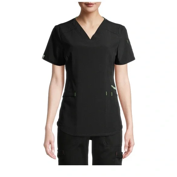NWT Scrubstar Women's Seasonal Solid Contrast V-Neck Scrub Top - Picture 7 of 10